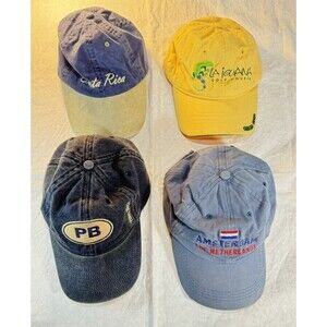 Lot of 4 Mens‎ Vintage Hats Golf & Travel. Costa Rica, Pebble Beach, Amsterdam